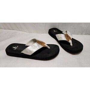 Corkys Womens 8 White Black Flip Flop Sandals Stars Summer Vacation Beach